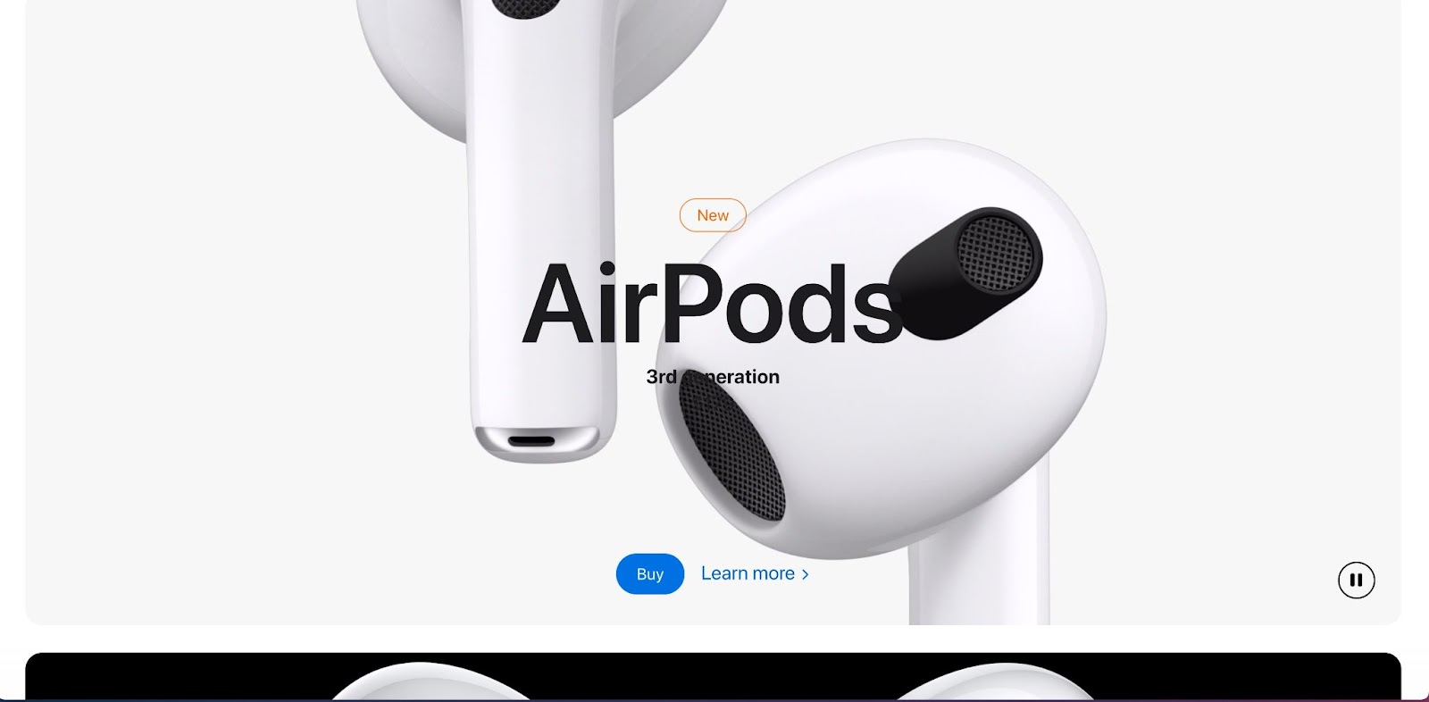 Another page of the Apple website advertising AirPods.