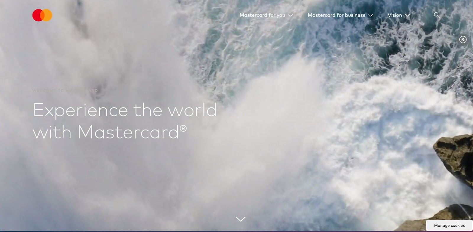 An image of Mastercard's website homepage.