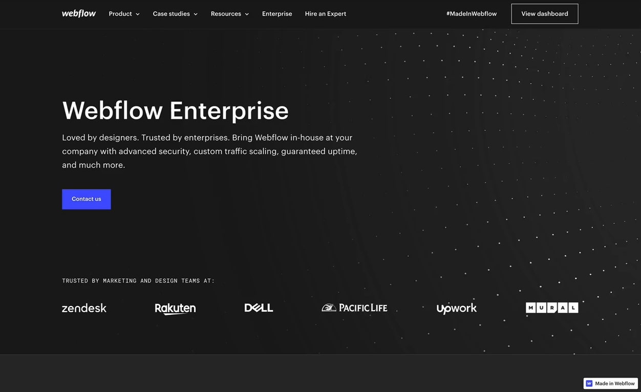 The Webflow Enterprise website homepage.