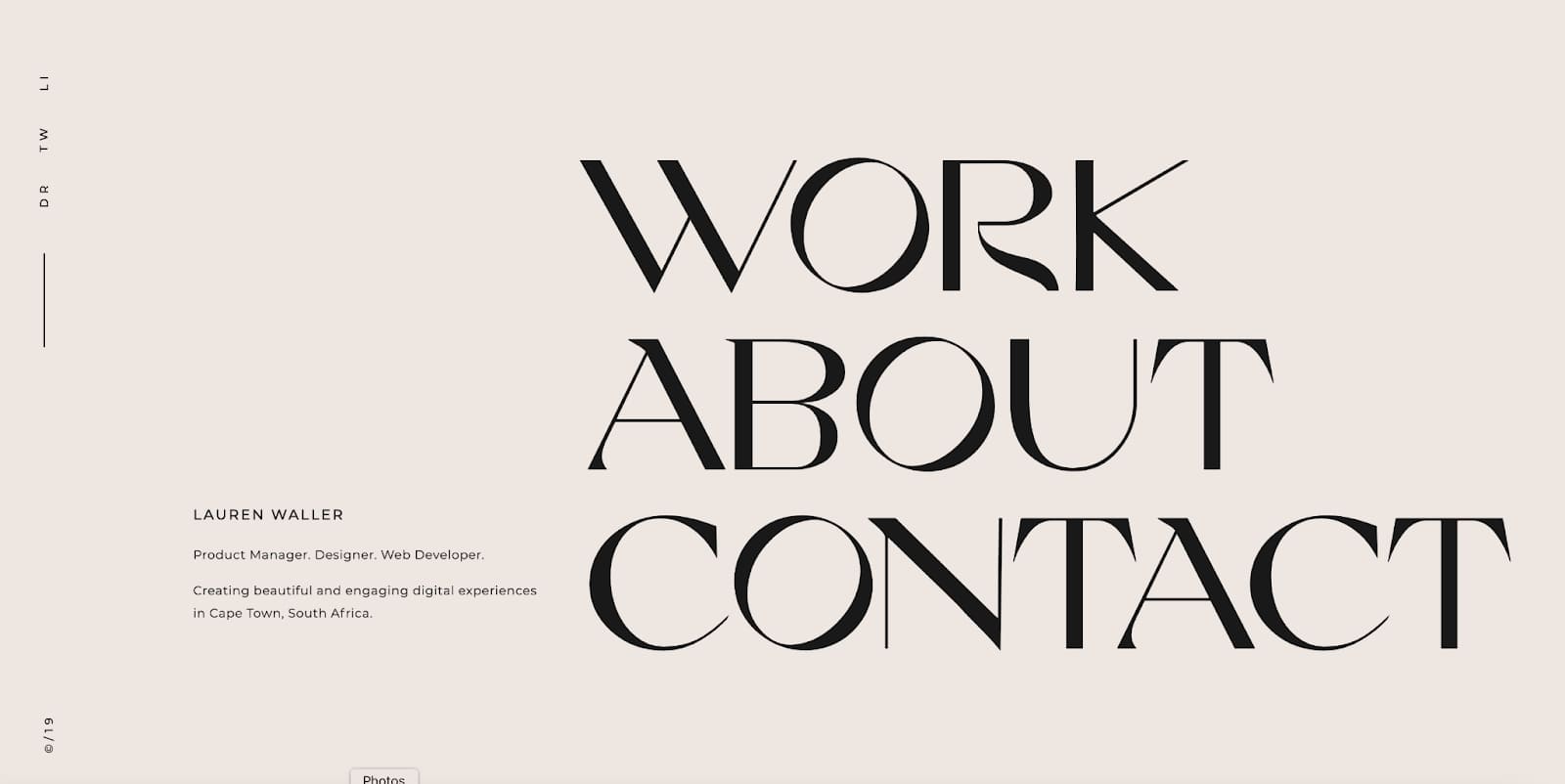 Screenshot of Lauren Waller's portfolio homepage