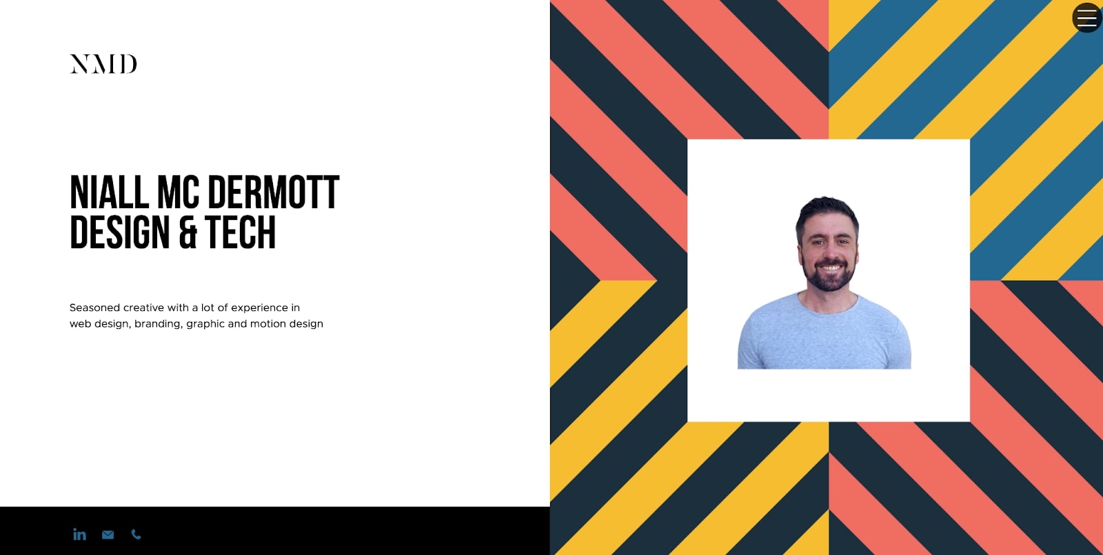 Screenshot of Niall Mc Dermott's portfolio hompage