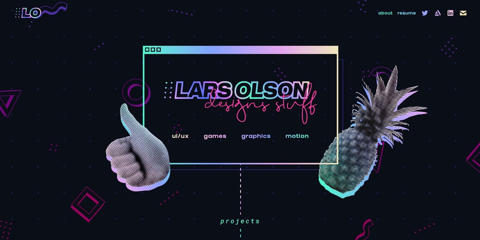 Screenshot of Lars Olson's portfolio homepage