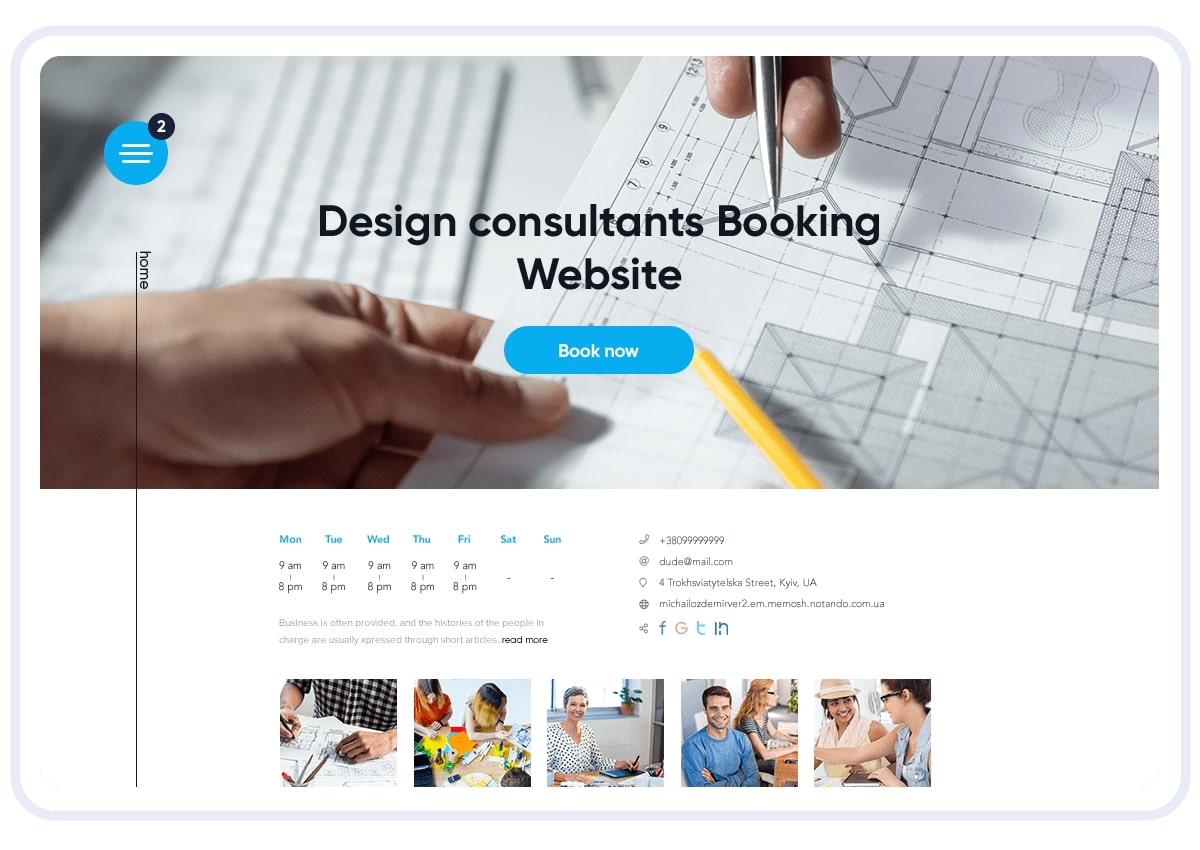 SimplyBook design consultants booking template