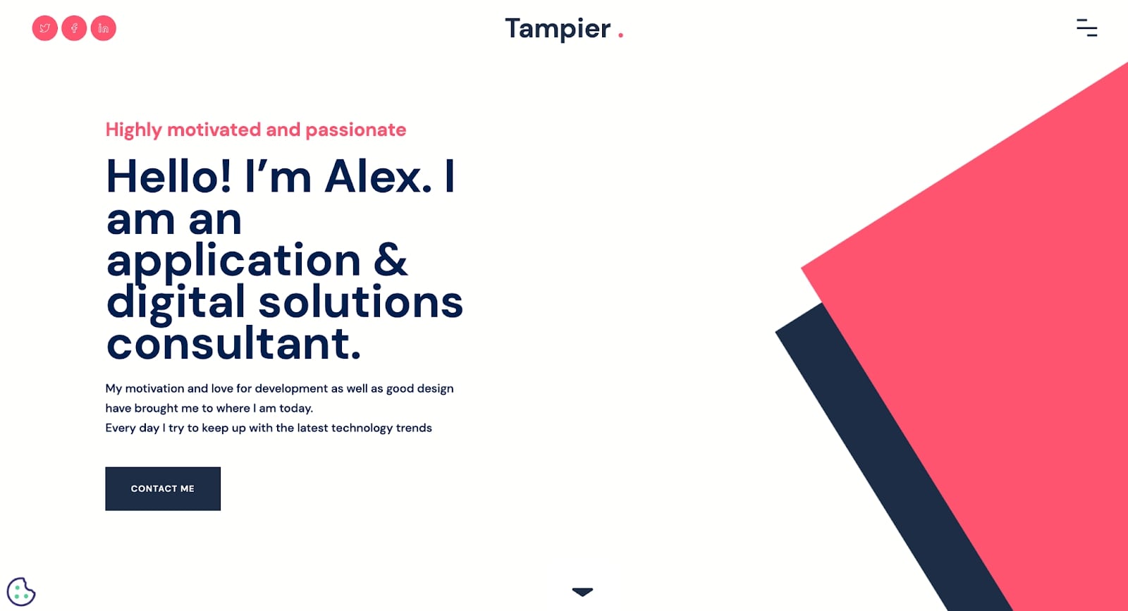 Screenshot of Alex Tampier's portfolio homepage