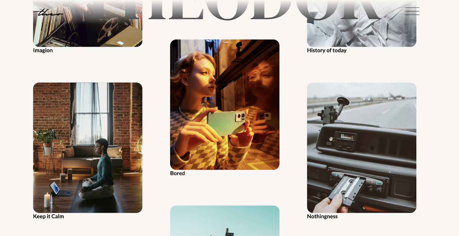 The Toronto photography website template has three thumbnail columns against an off-white background.