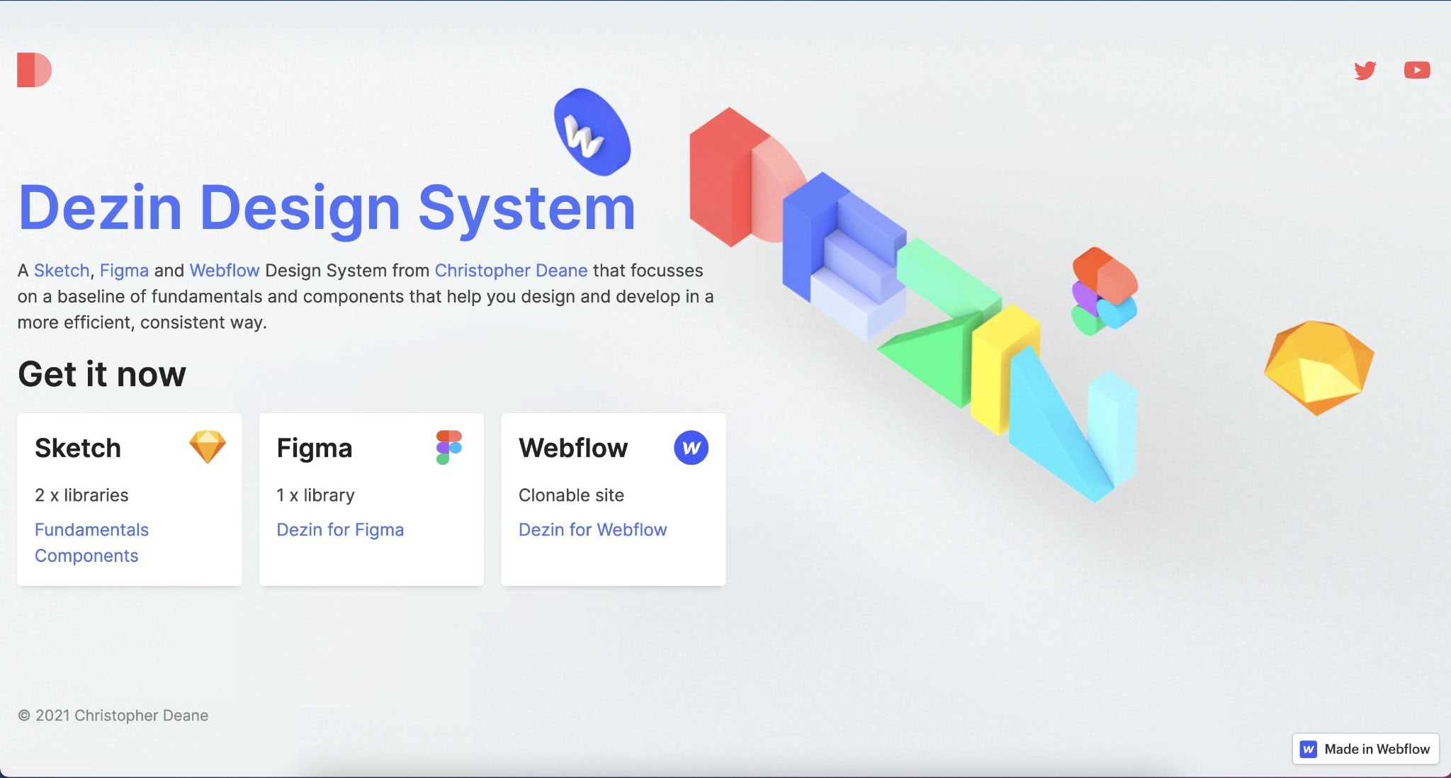 Screenshot of Dezin brand design system website.
