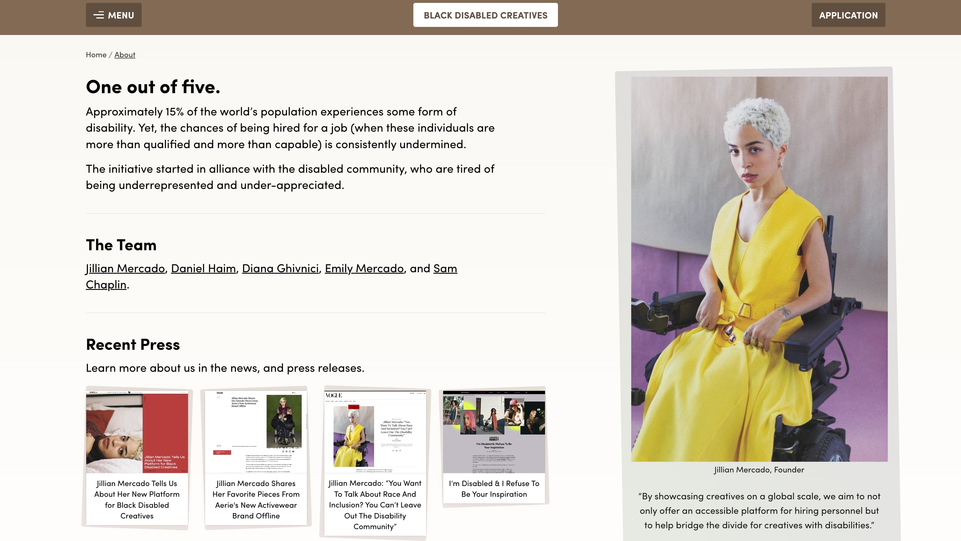 An image of the Black Disabled Creatives site.