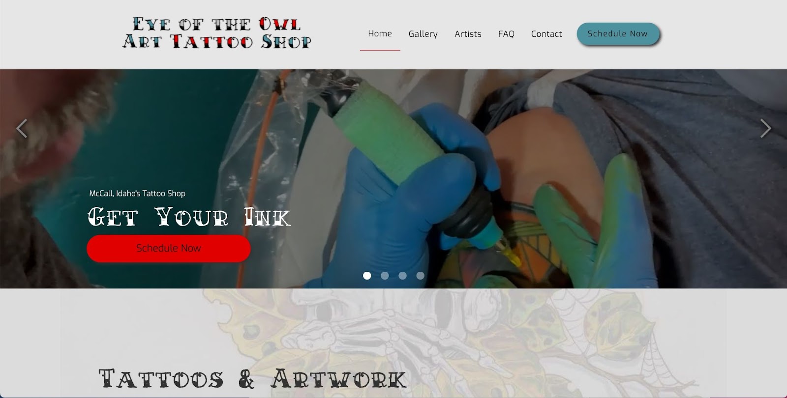 An image of Eye of the Owl Art's portfolio site.