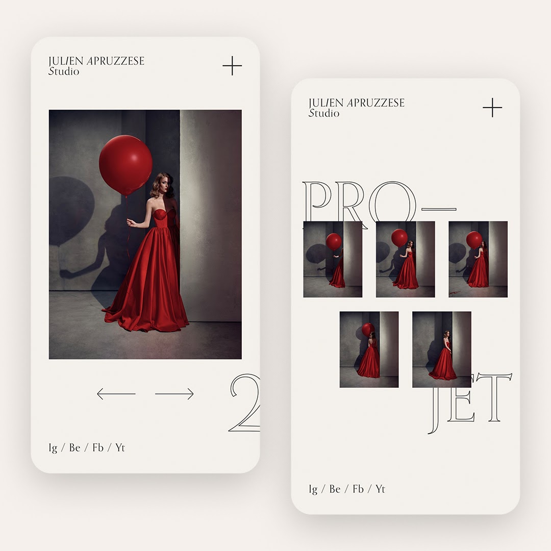 Julien Apruzzese's mobile mock-ups of his site.
