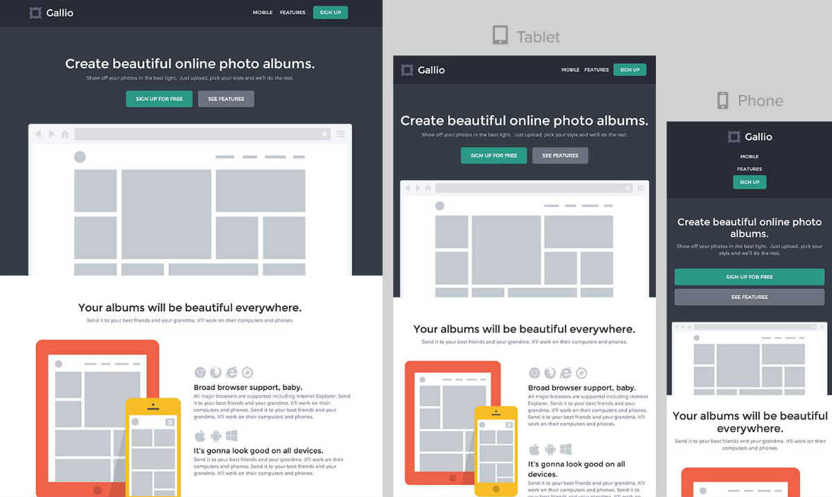 Example of a responsive website