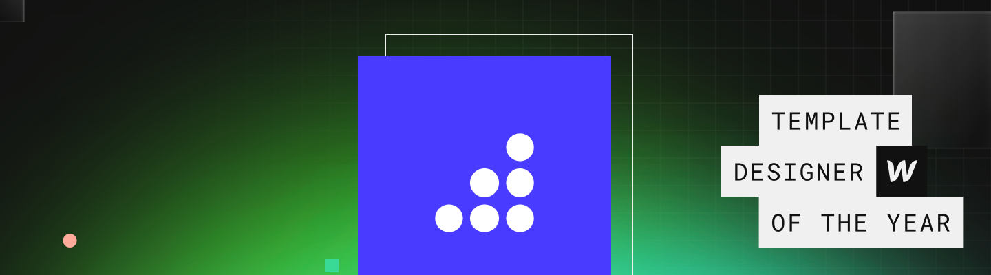 BRIX logo (blue square with white dots making a triangle) Text next to image "Template designer of the year"