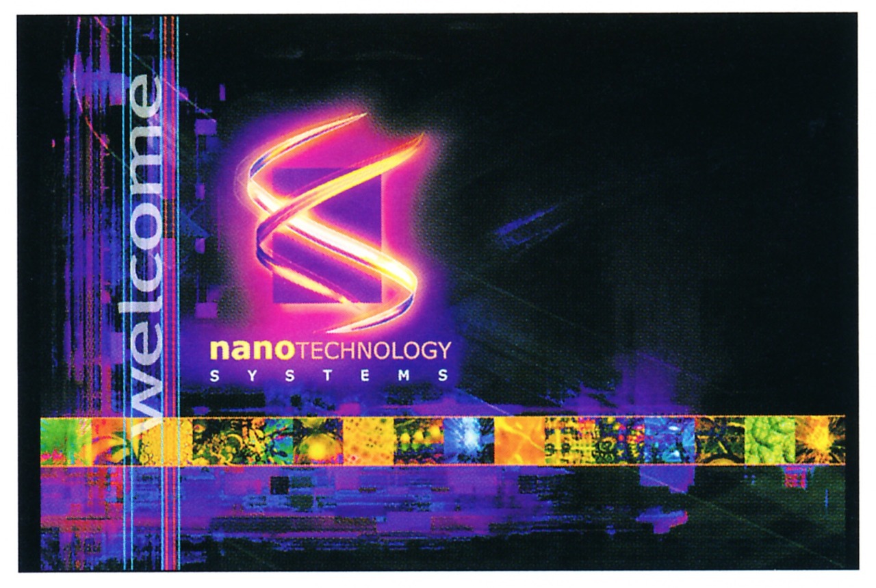 A neon colored image from Fragile design featuring a neon helix image over dark black and blue.