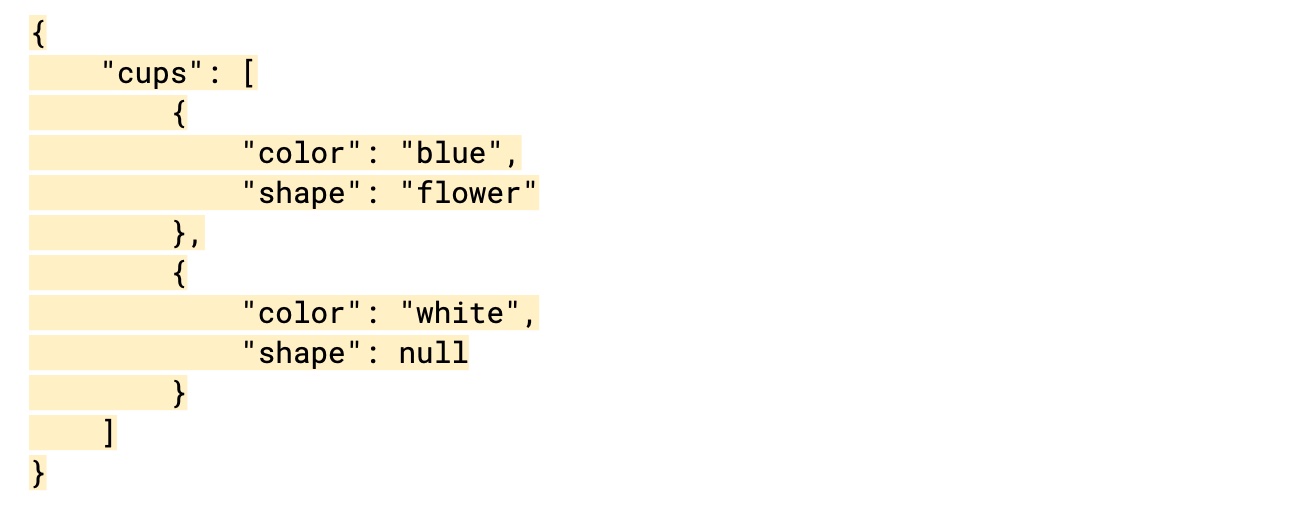 Sample JSON code