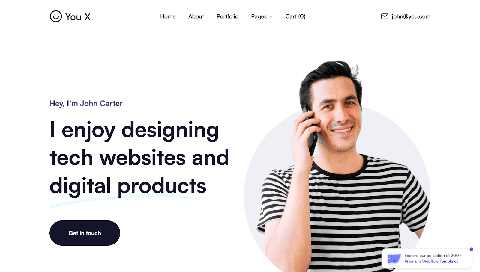 A screenshot showing the You Ux web design portfolio template.