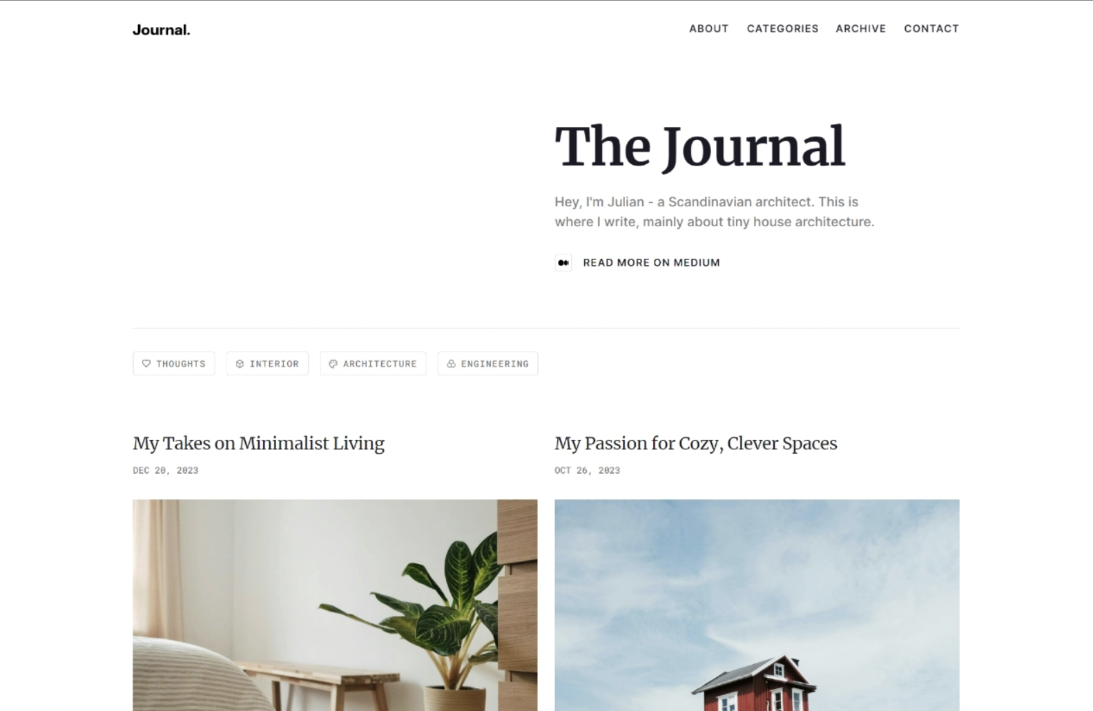 An image of Webflow's blog template "The Journal".