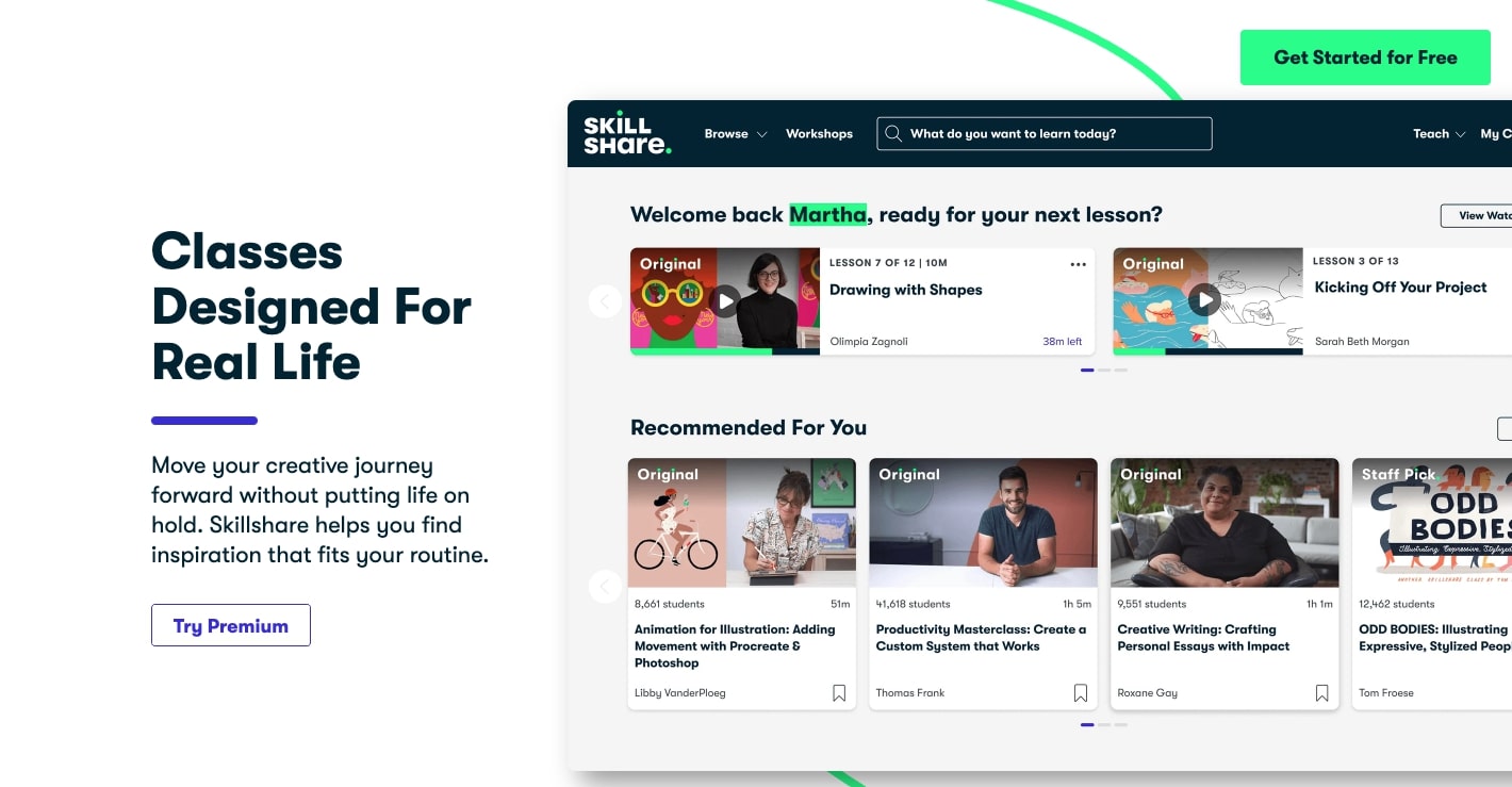 An image of the Skillshare website.