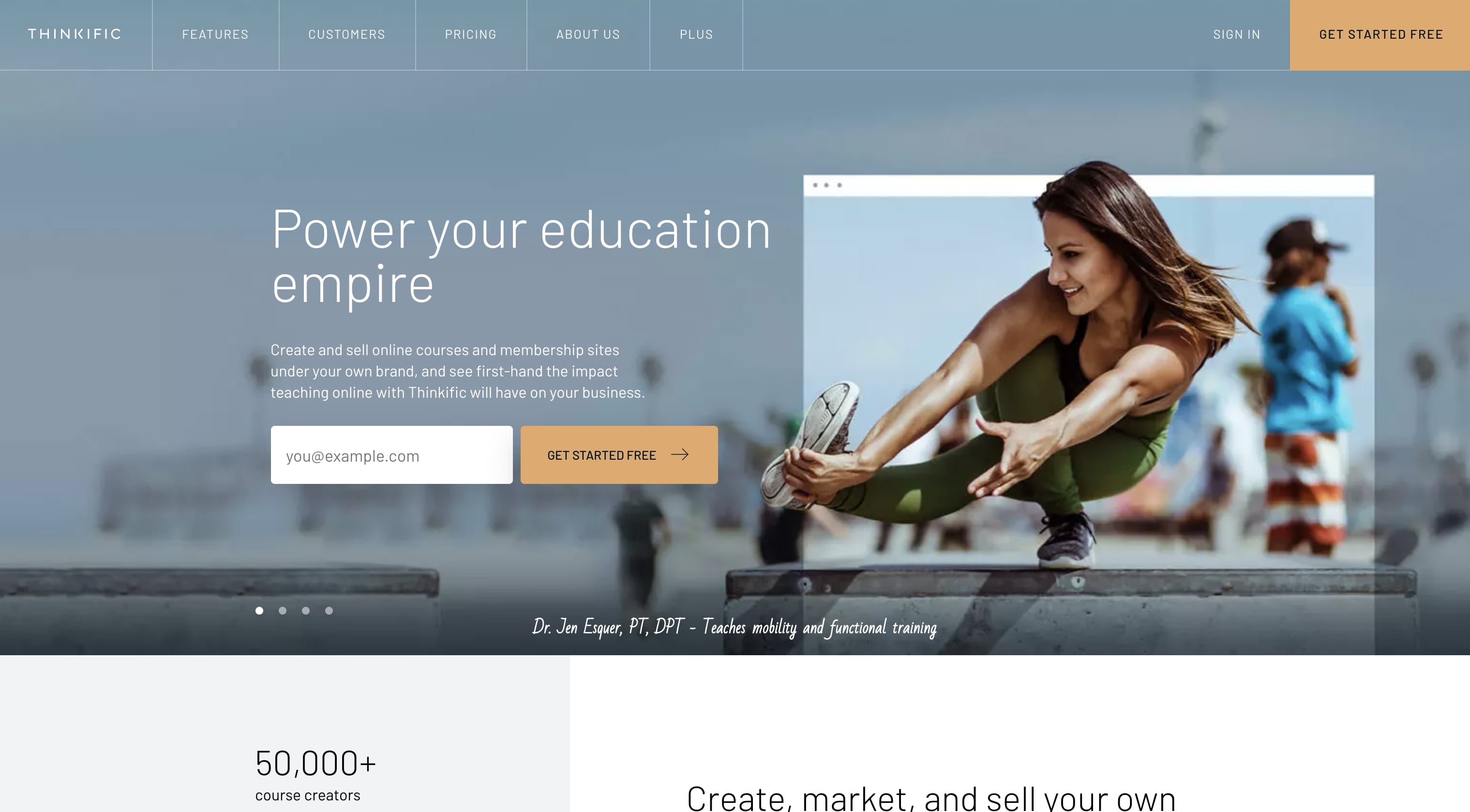 An image of the Thinkific website.