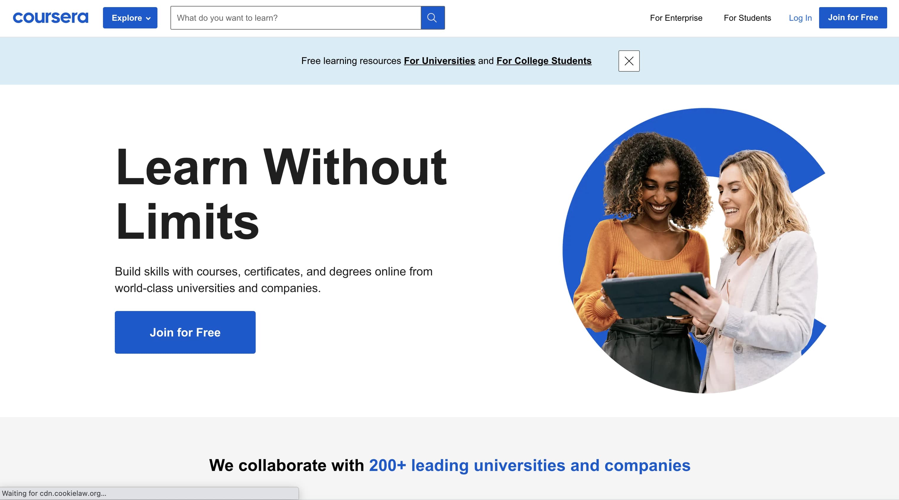 An image of the Coursera website.