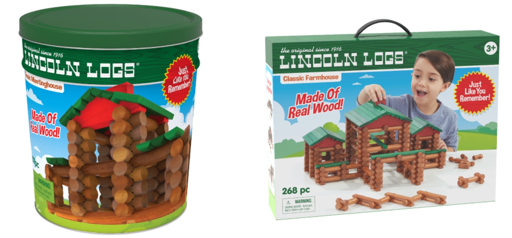 An image of two Lincoln Log sets.