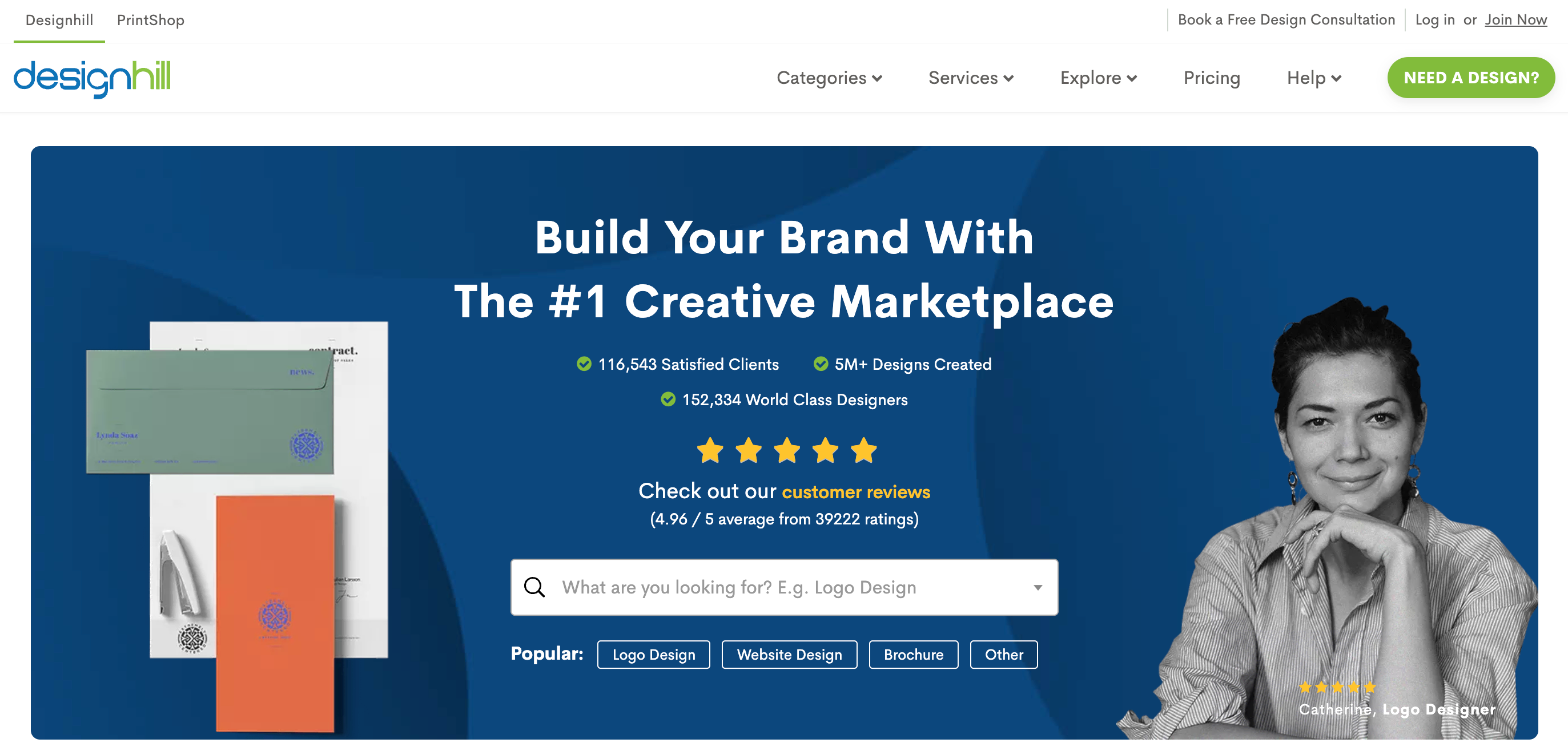 Screenshot of Designhill website