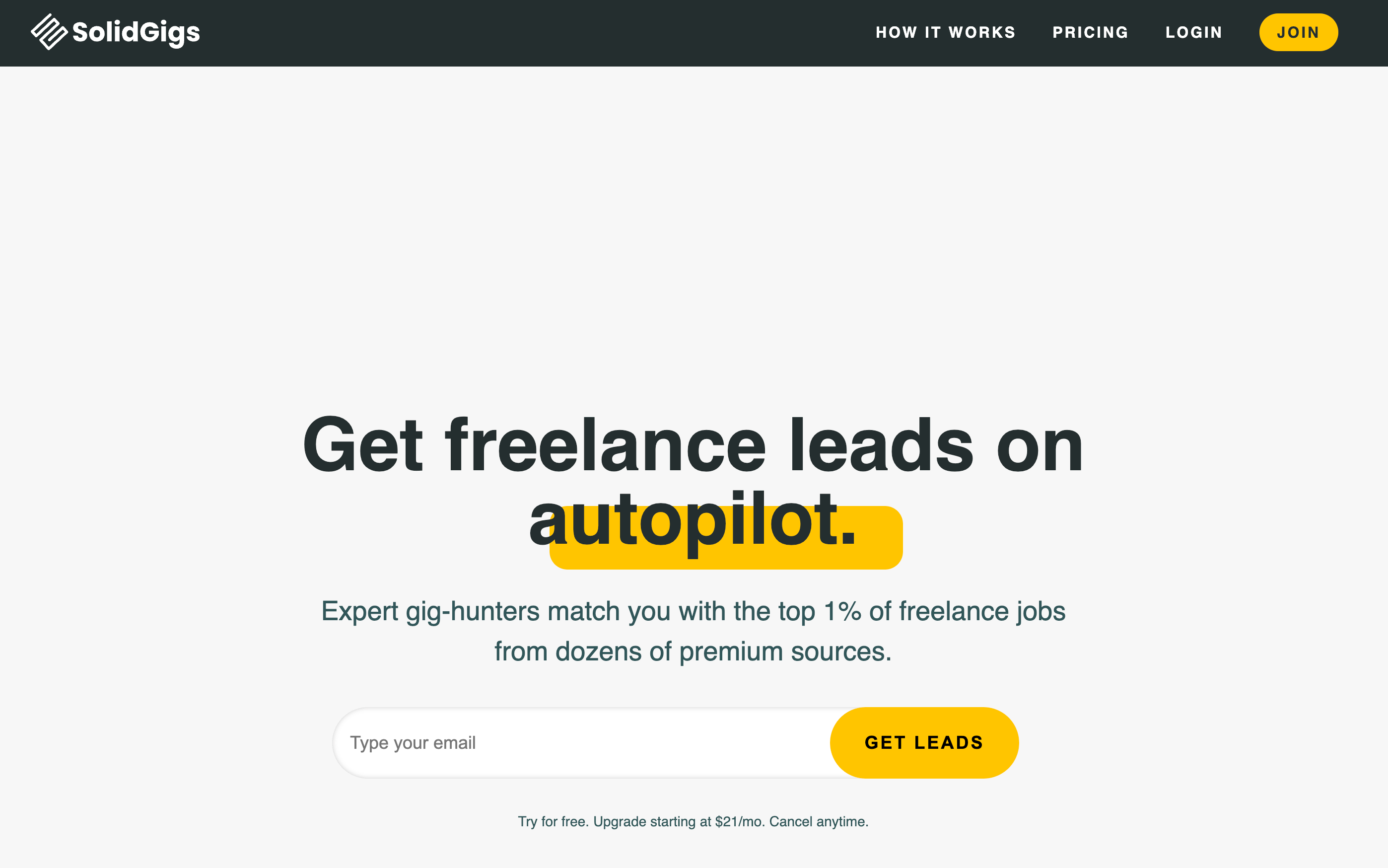 SolidGigs website for freelance leads