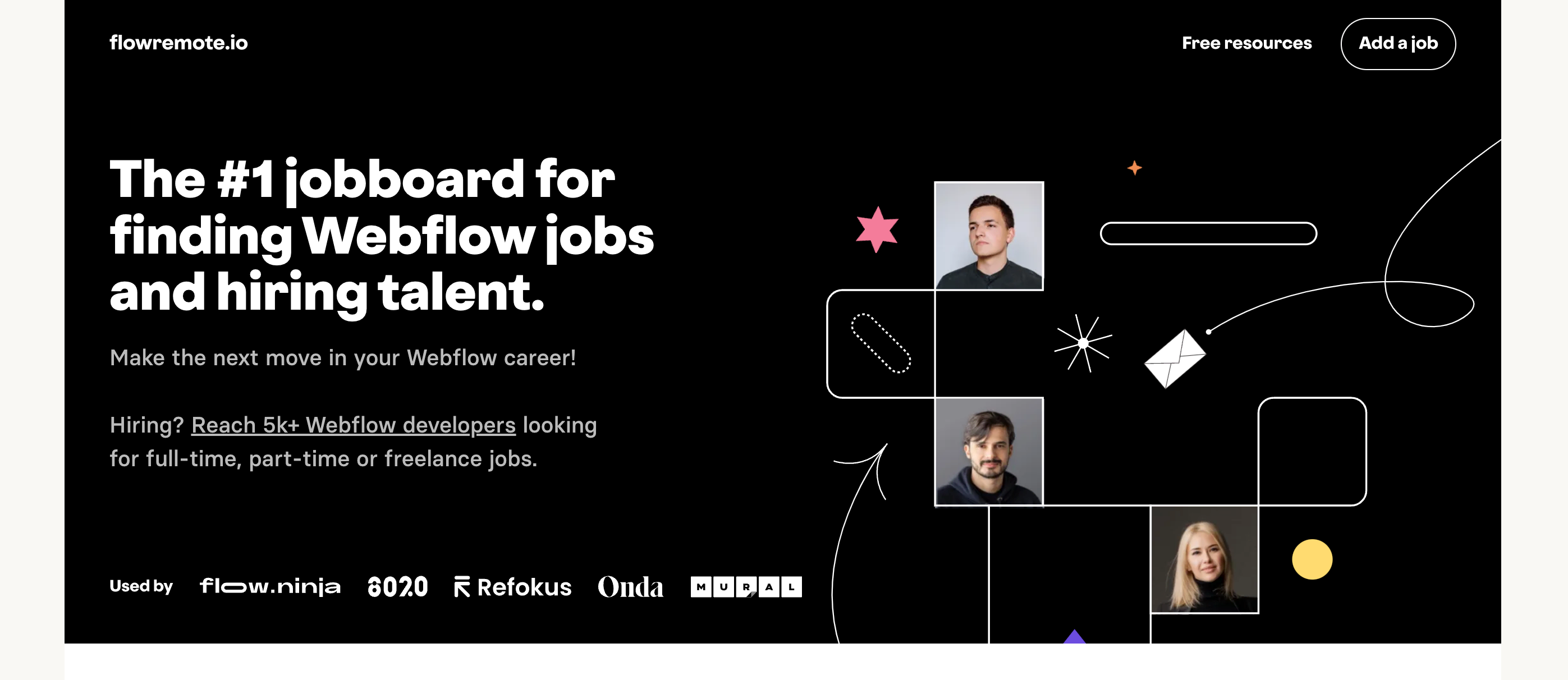 flowremote.io website for Webflow jobs