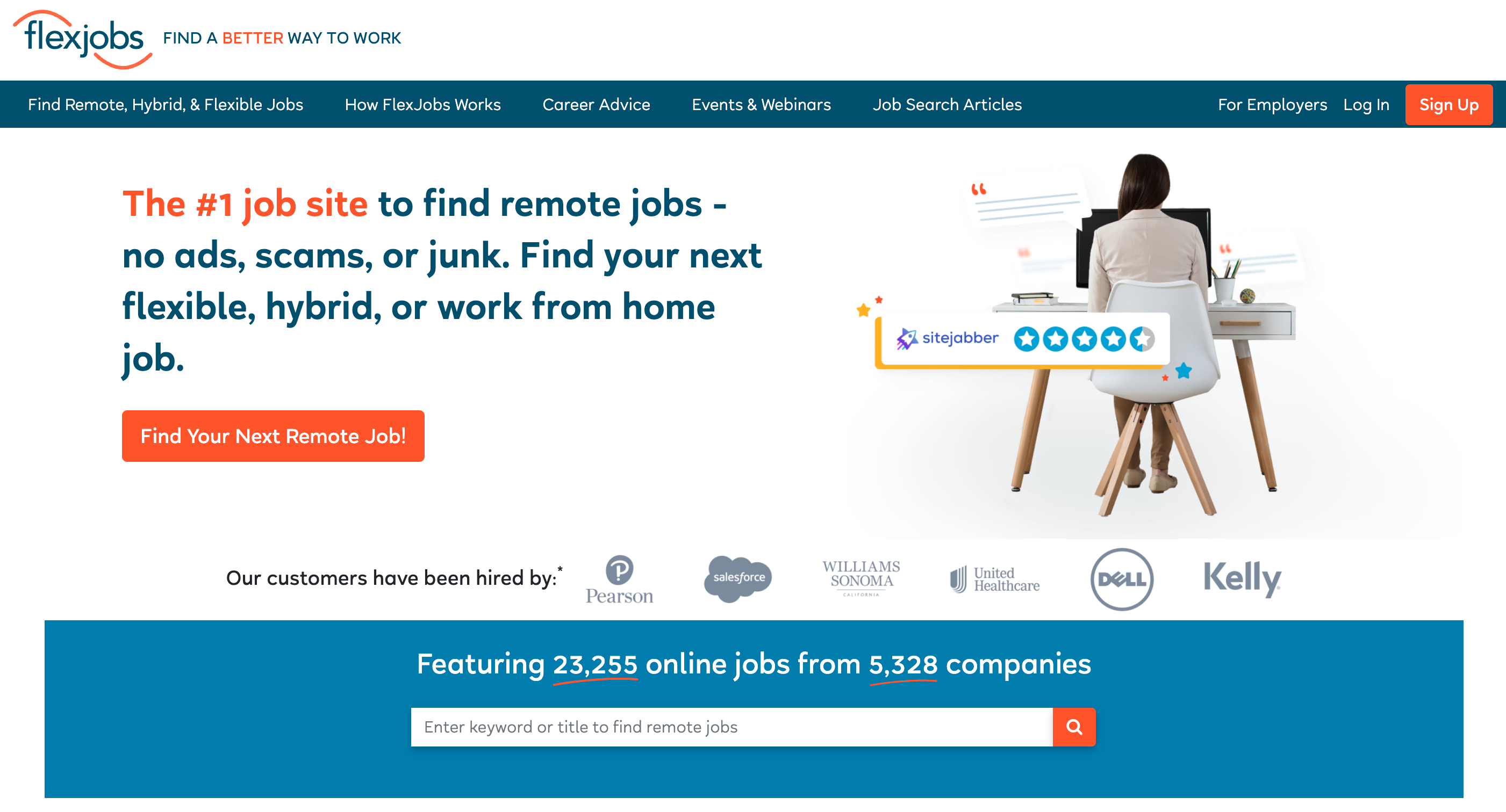 Flexjobs website for freelancers