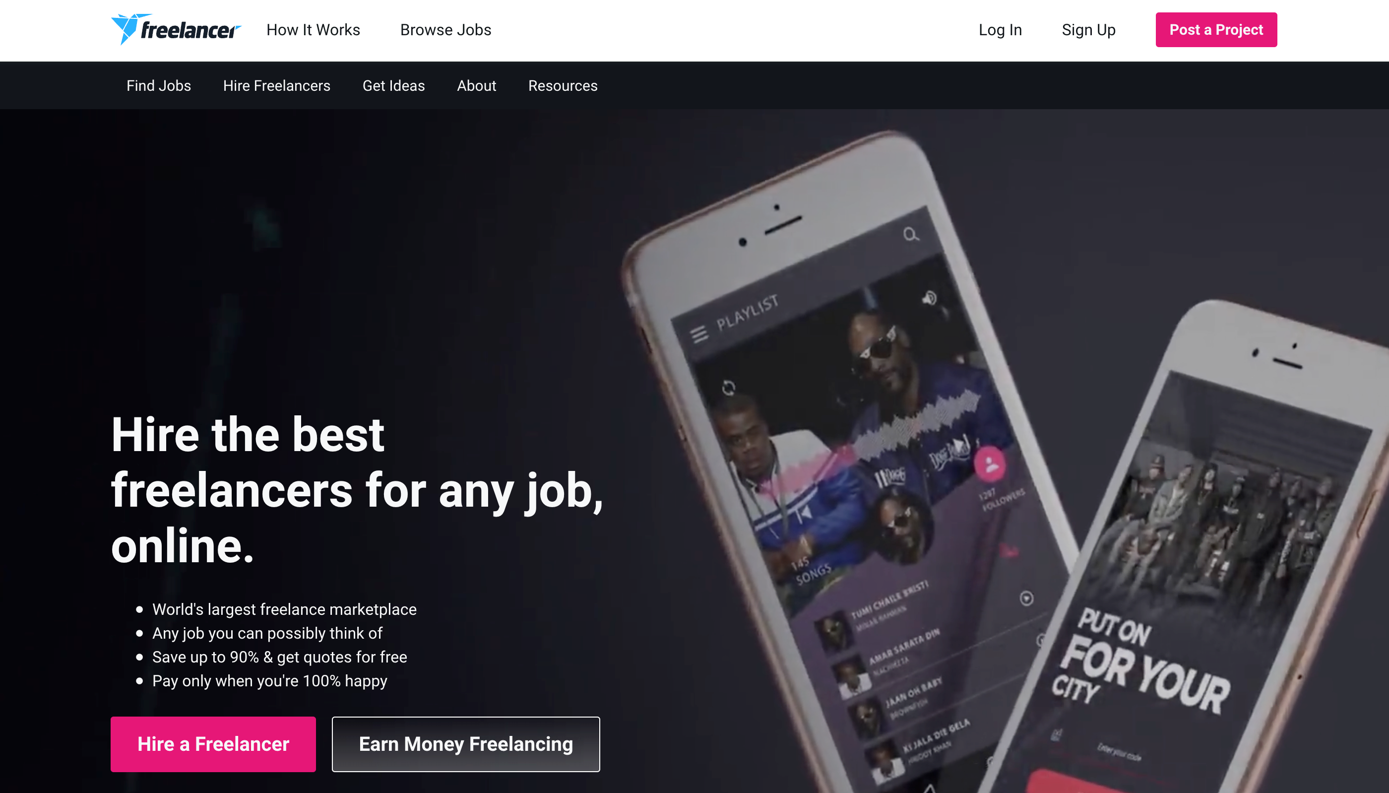Freelancer.com website homepage