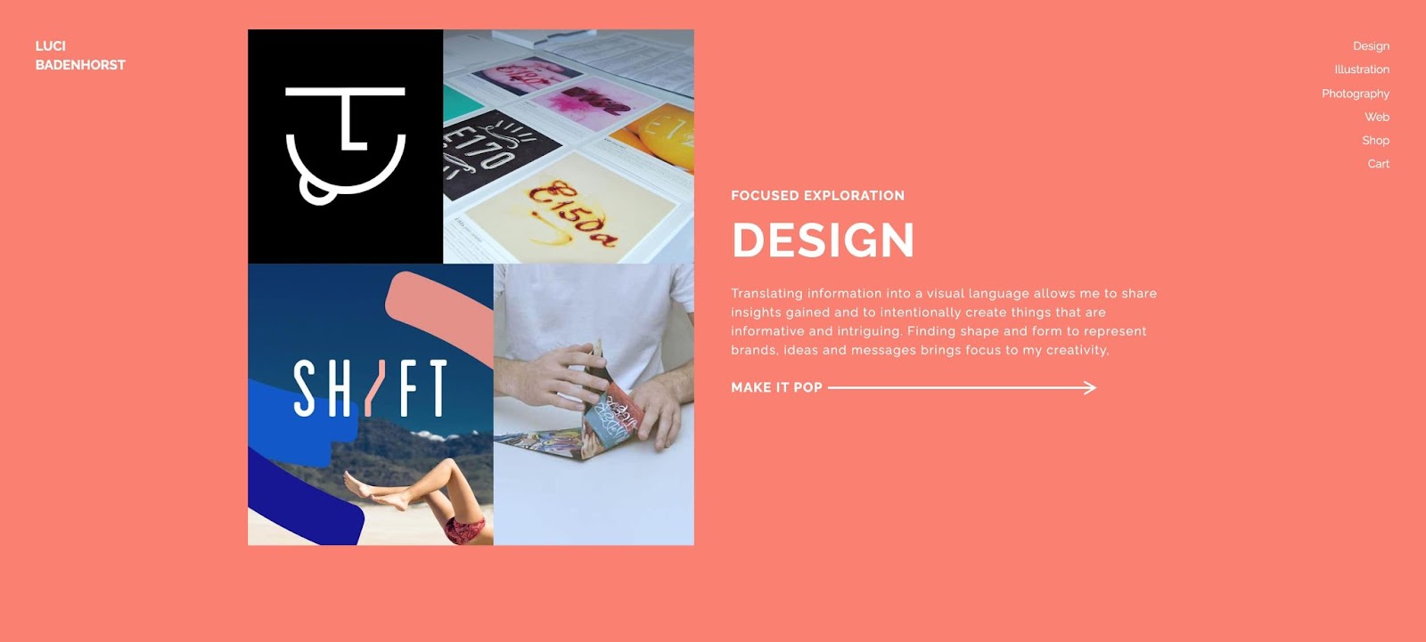 An image of Luci Badenhorst's portfolio website.