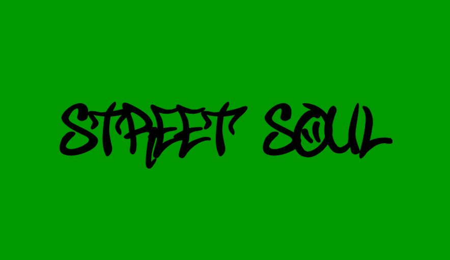 The font Street Soul spelling out “Street Soul” on a green background.