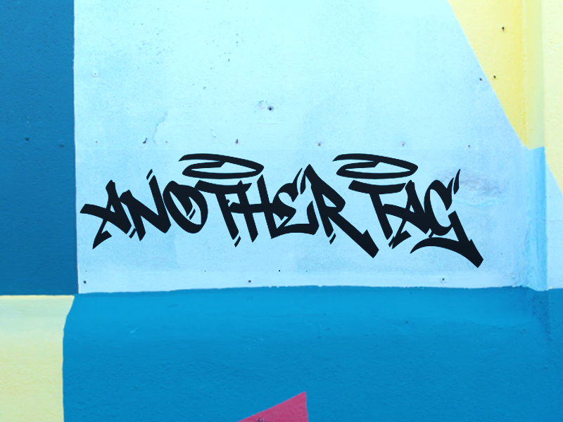 The words “Another Tag” in the font of the same name on a blue background.