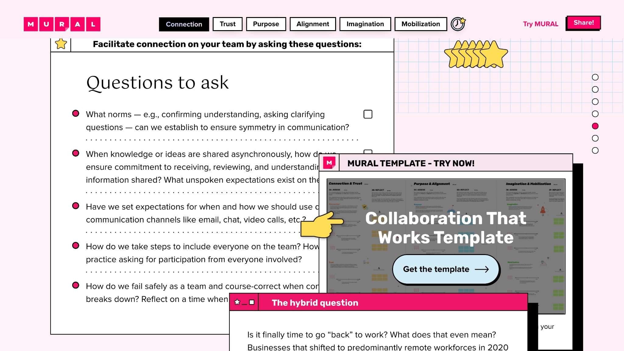 An image of MURAL's interactive landing page about collaboration.