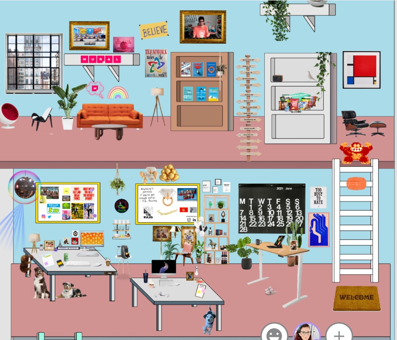 An image of the MURAL design team's virtual office.