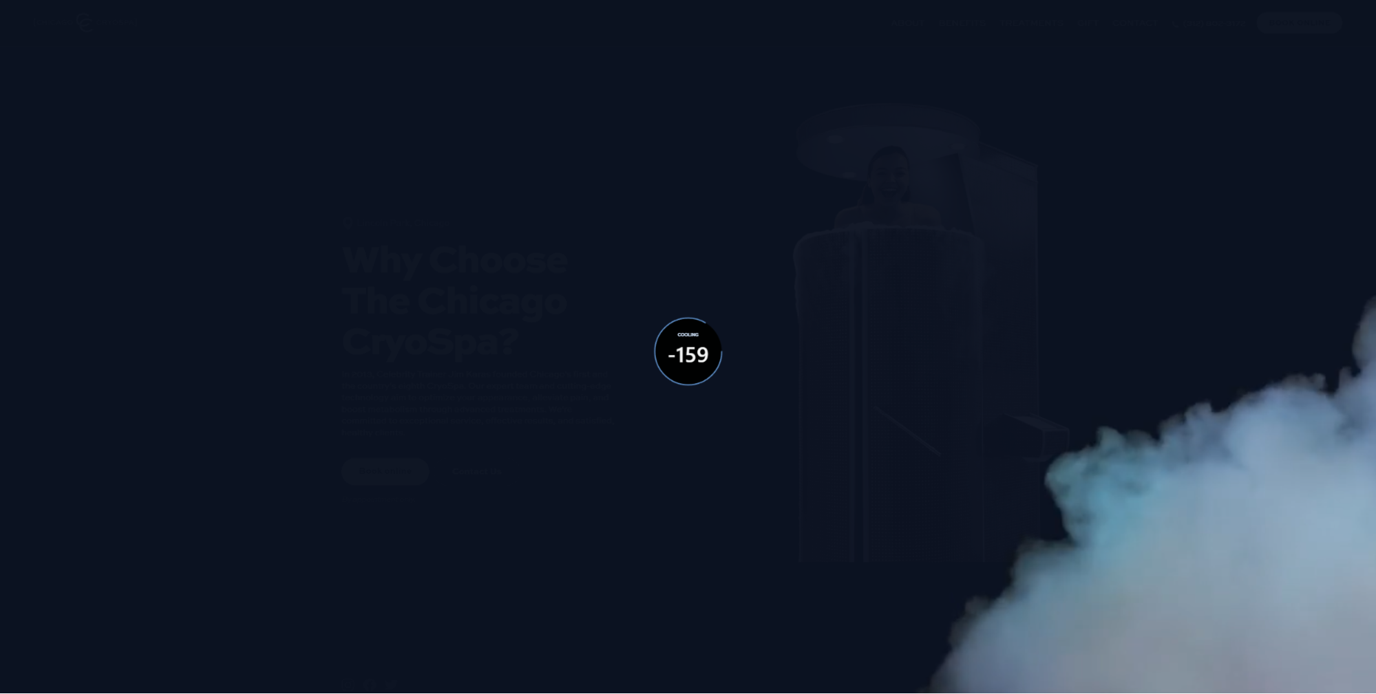 Screenshot of Chicago CryoSpa’s preloader, which counts down from 70 to -240.