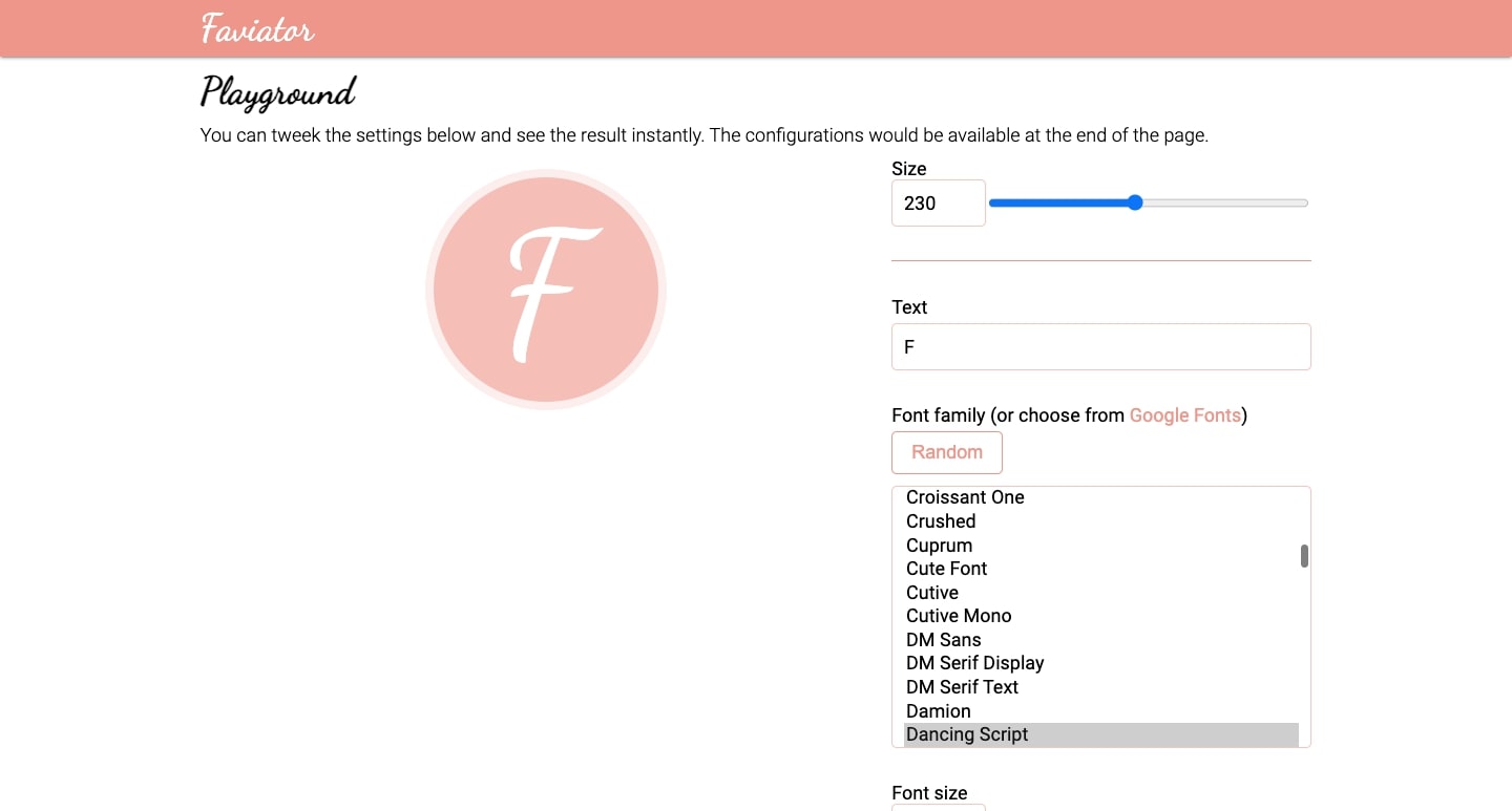 An image of the Faviator favicon generator.