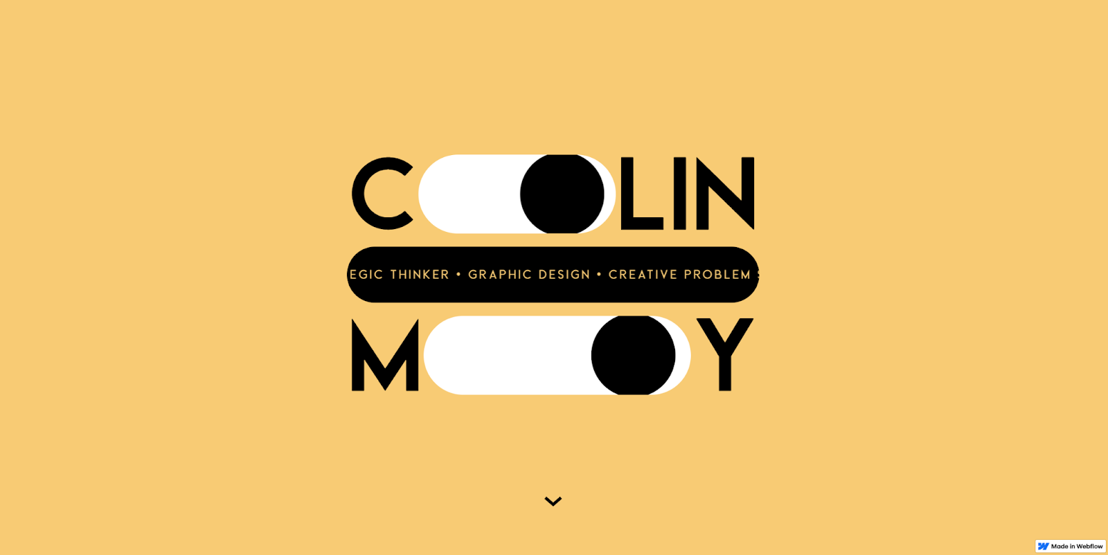Colin Moy’s portfolio website begins with their name, with both of the O’s resembling eyes.
