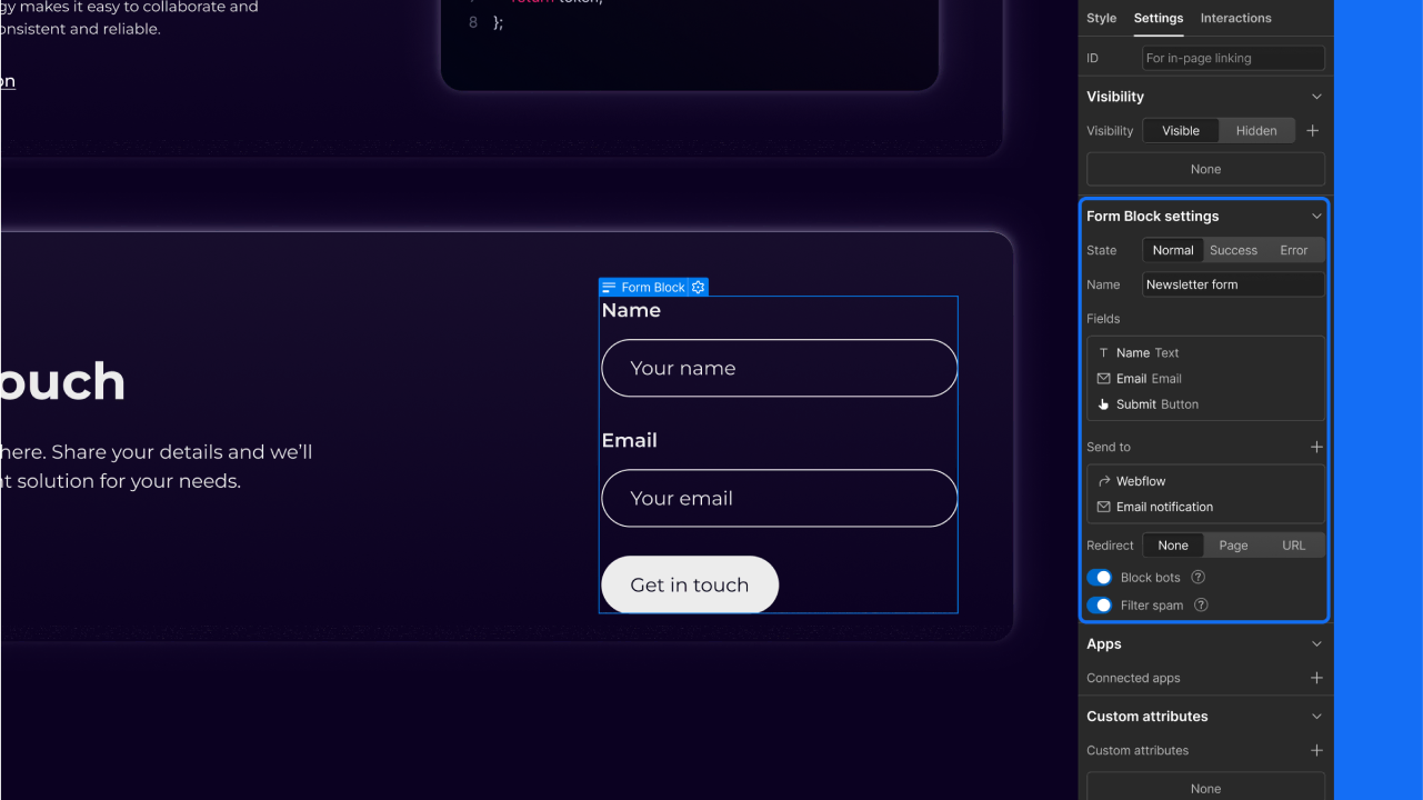 Form-level settings & spam inbox for form submissions