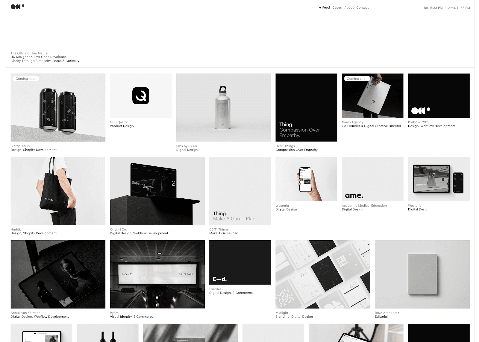 Timothy Maurer’s portfolio website features a gallery of his mobile and product design work.