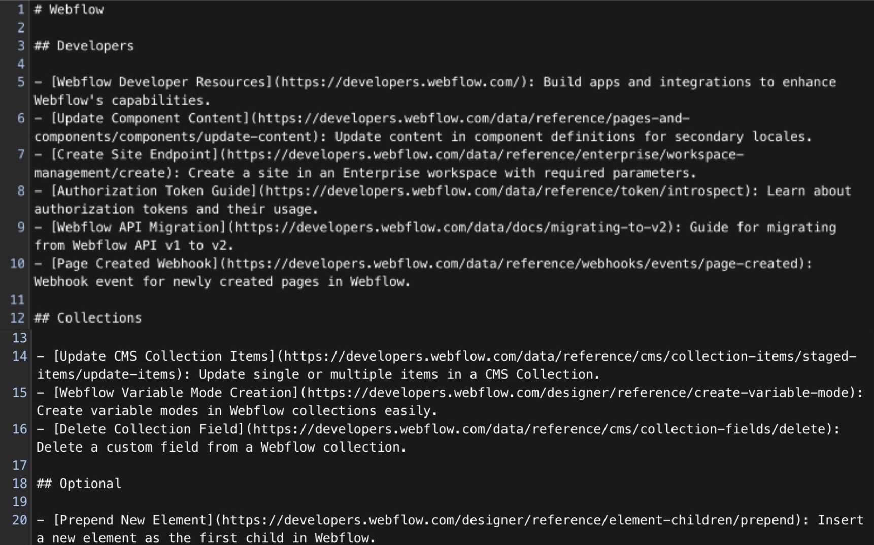 Example of an llms.txt file
