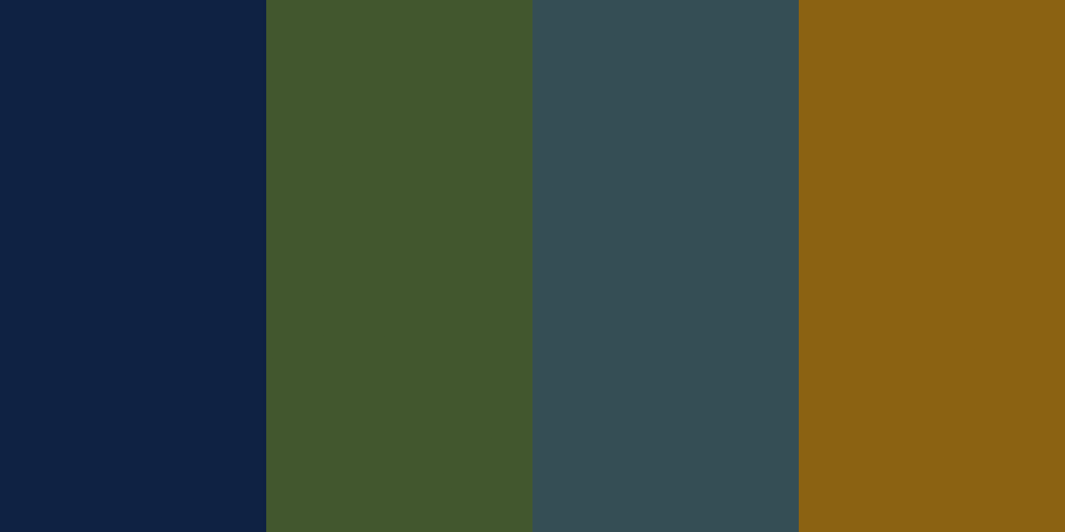 The four colors of the Enchanted Nature color palette (Cerulean Blue, Muted Olive, Pacific Blue, and Yarrow Gold) arranged horizontally.