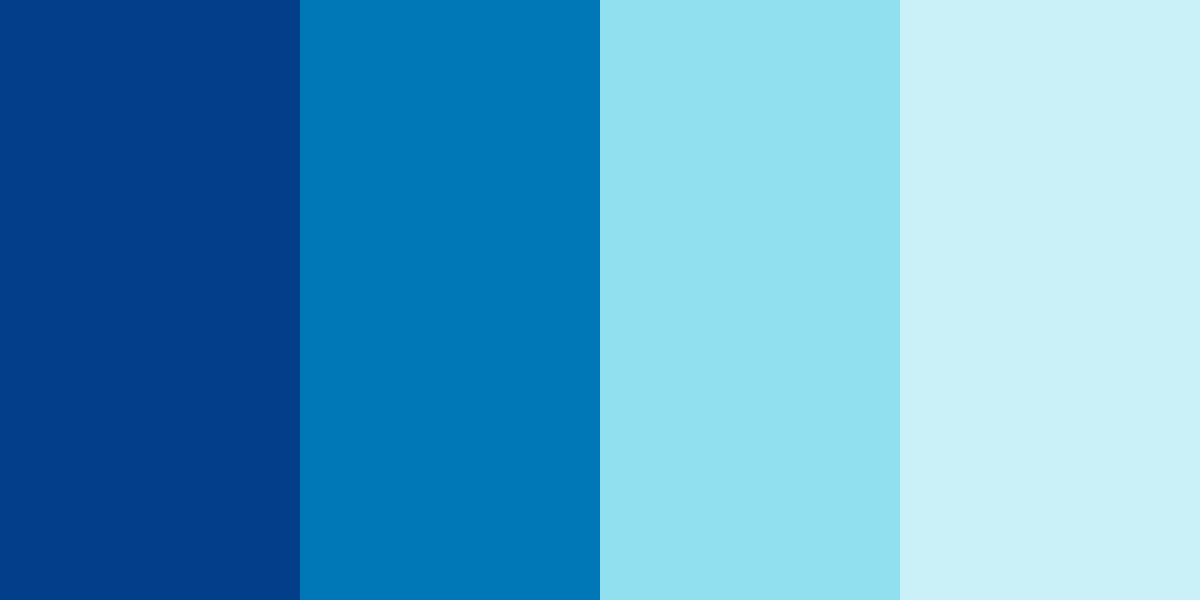 The four colors of the Monochromatic Blues color palette (Dark Blue, Ocean Blue, Soft Cyan, and Pale Blue) arranged horizontally.