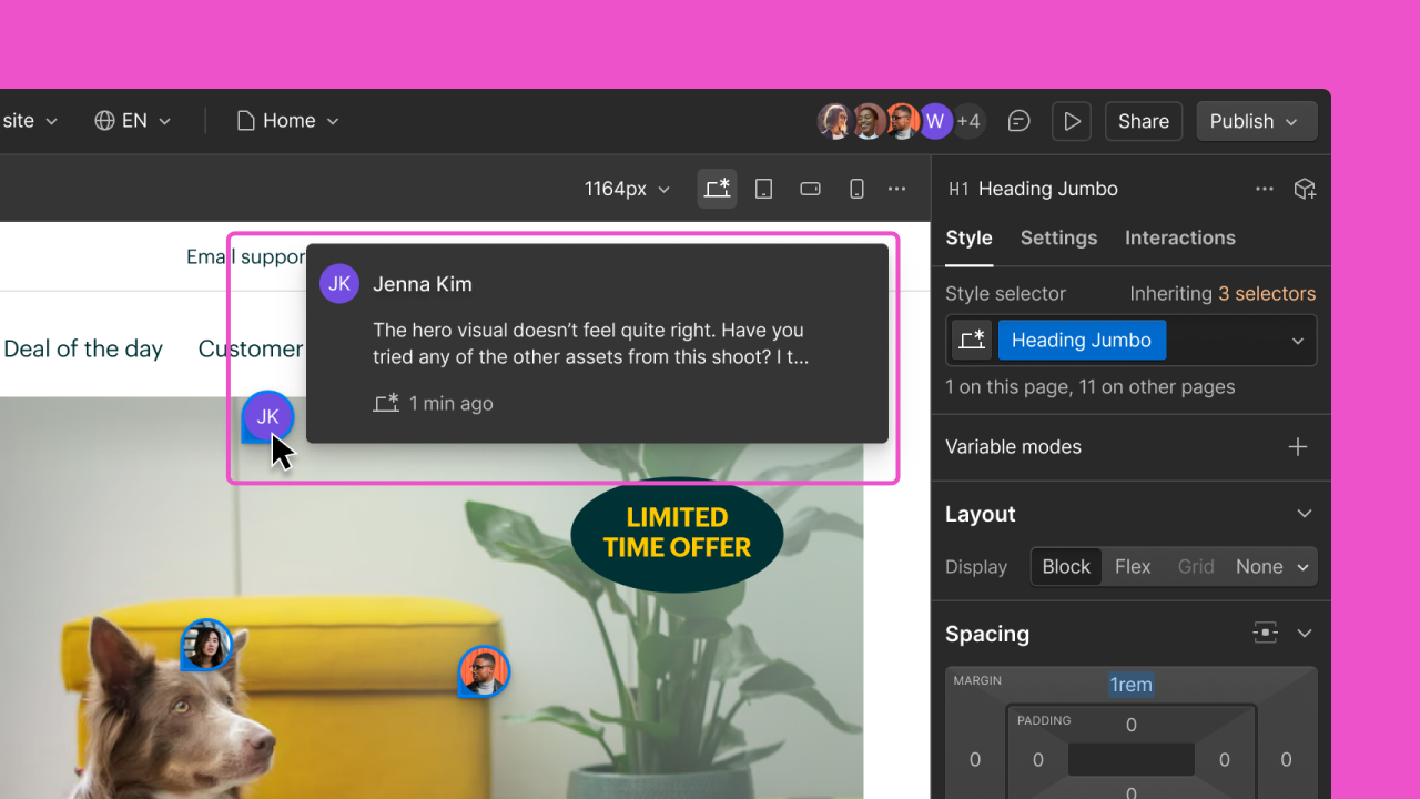 See comments on the canvas while you work