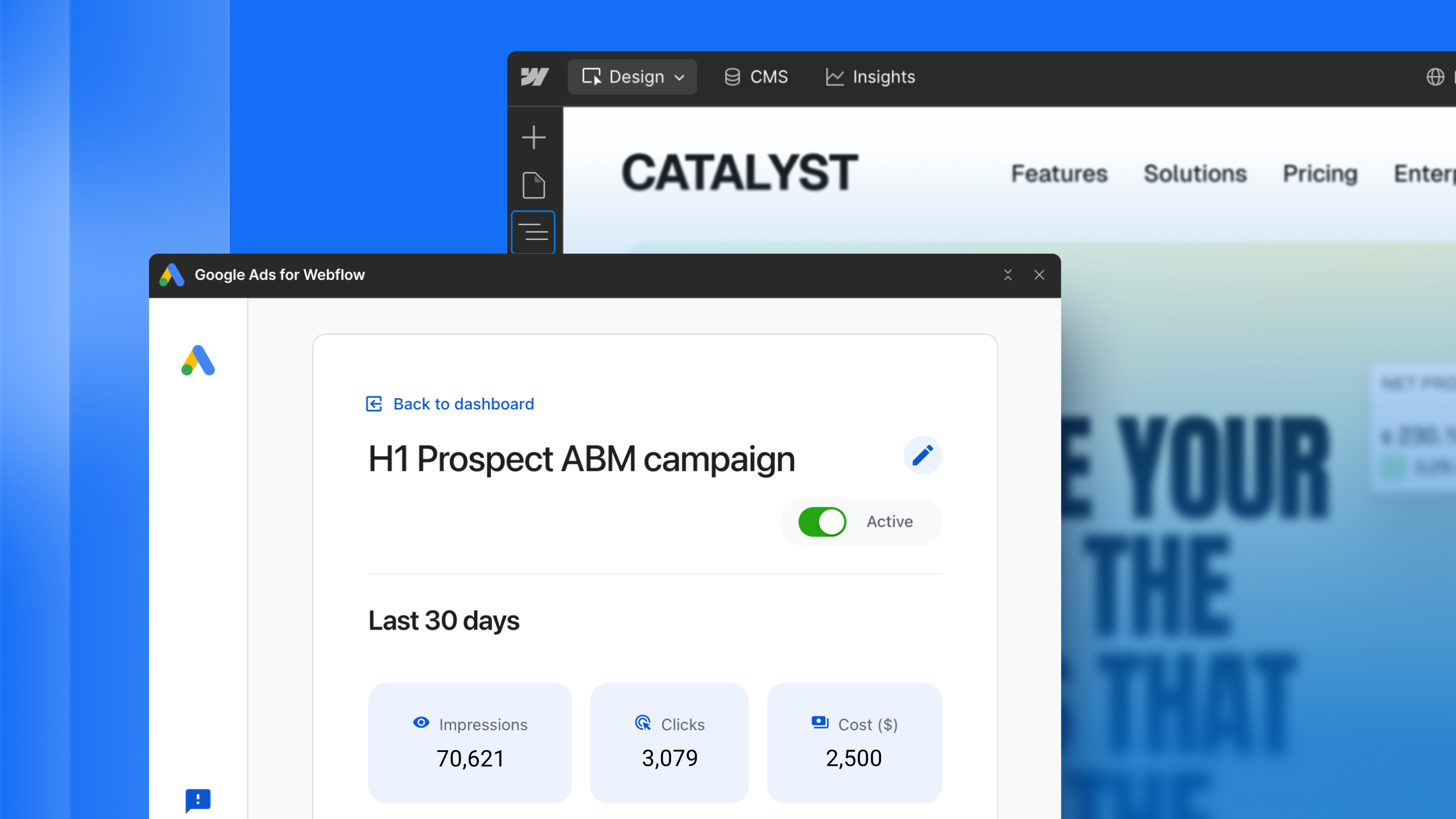 Google Ads for Webflow now available in the Webflow Marketplace