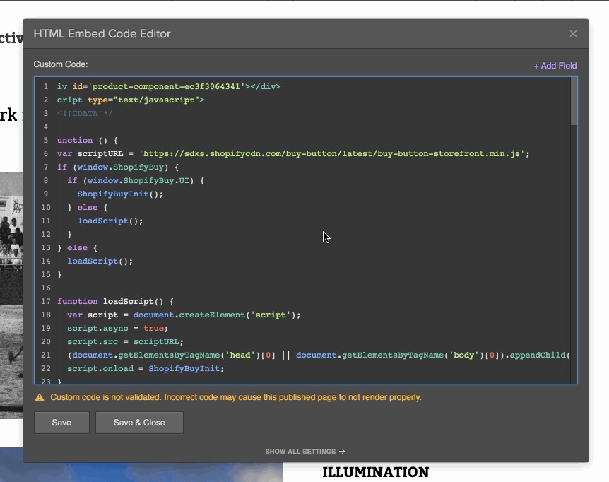 Replace the Product Component and Product ID with fields from your Product Collection.