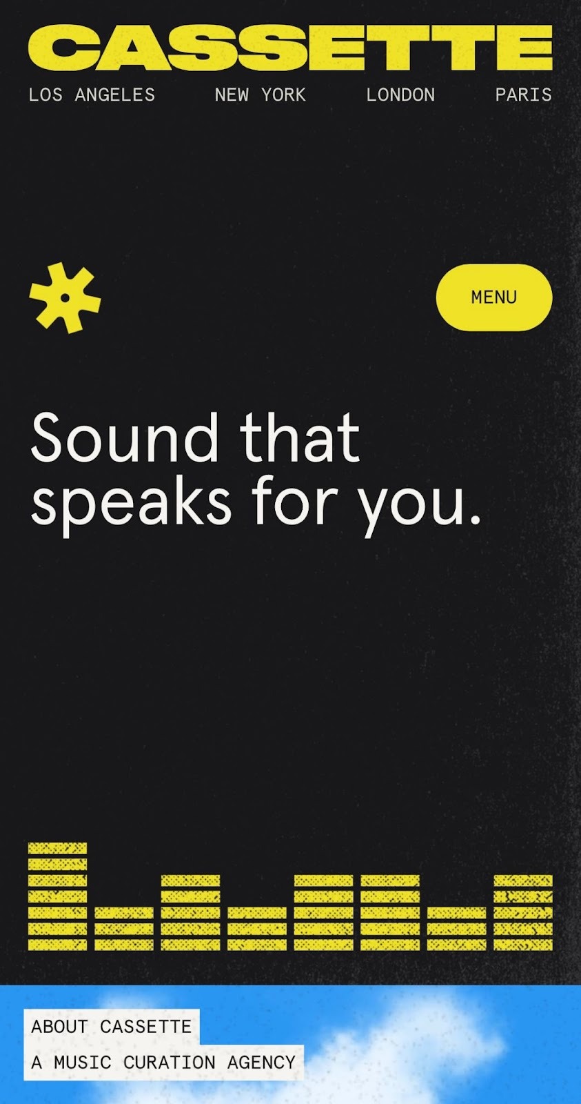 Screenshot of Cassette's website on mobile