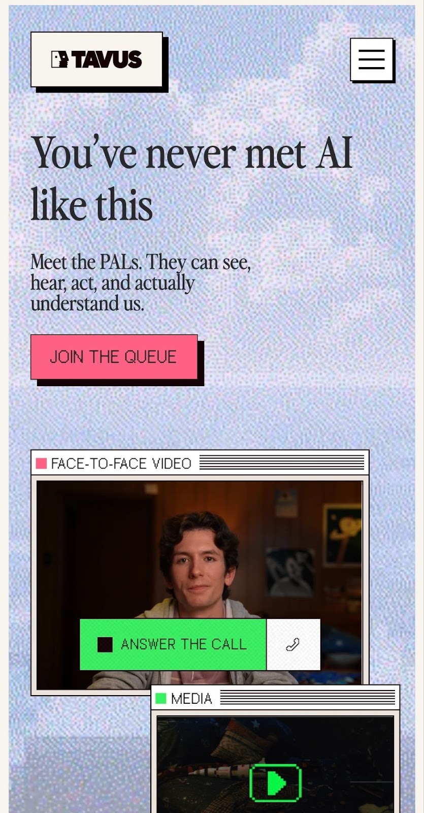 Screenshot of Tavus's website on mobile