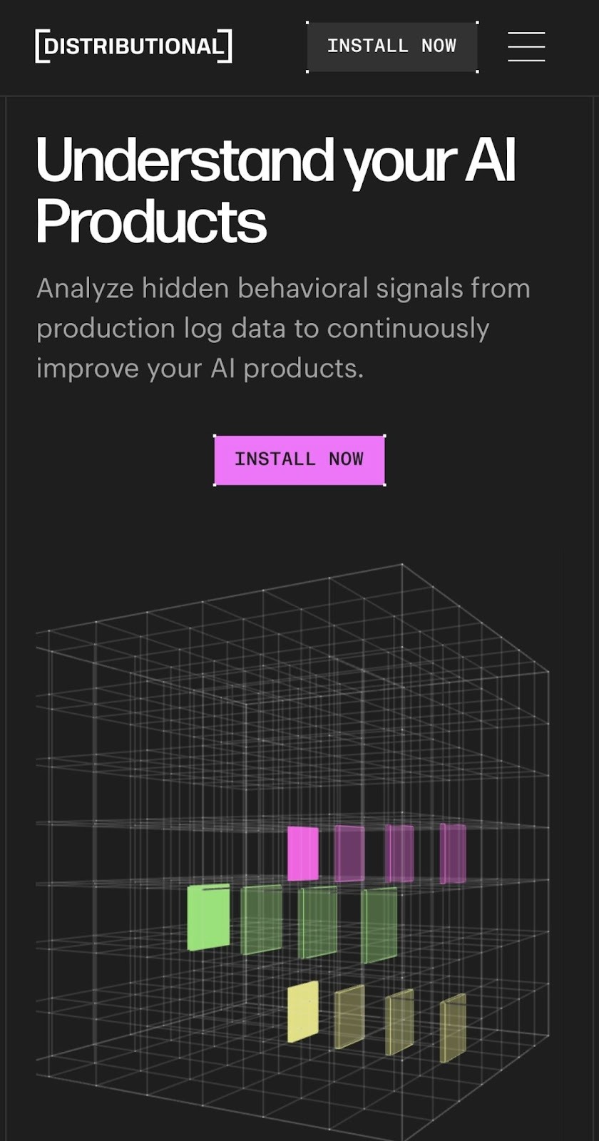 Screenshot of Distributional's website on mobile