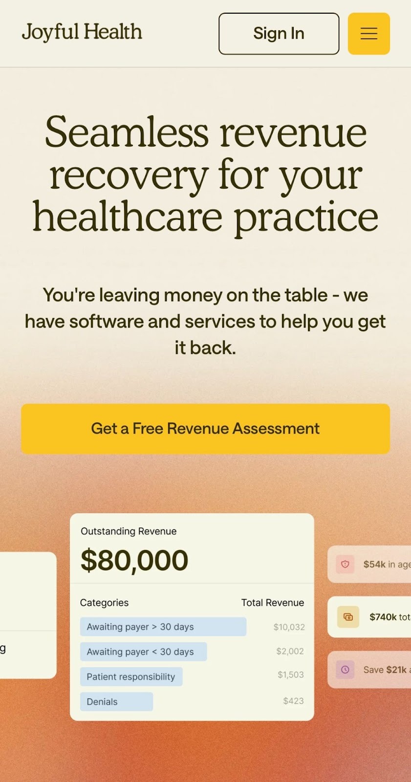 Screenshot of Joyful Health's website on mobile