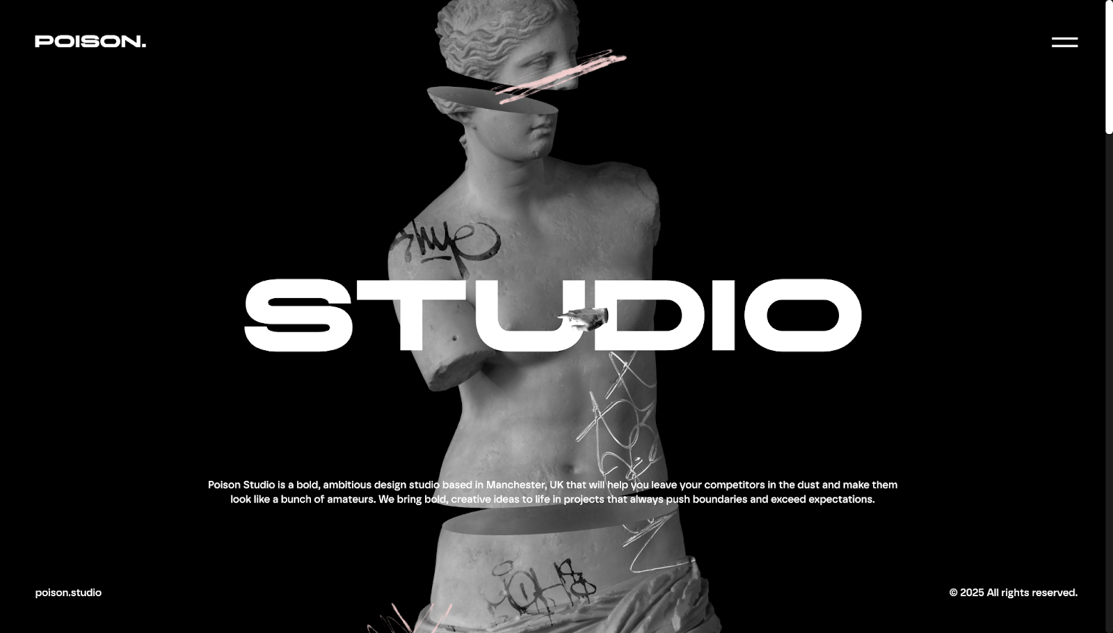 A screenshot of Poison Studio's homepage
