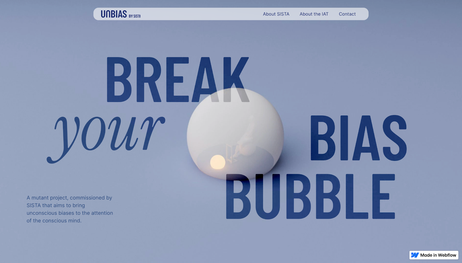 A screenshot of Unbias's homepage